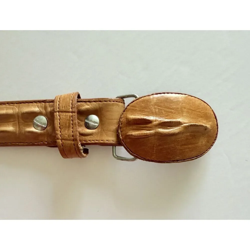 Crocodile Hornback Leather Kids Belt Mexico Buckle Adjustable Unisex Exotic 32